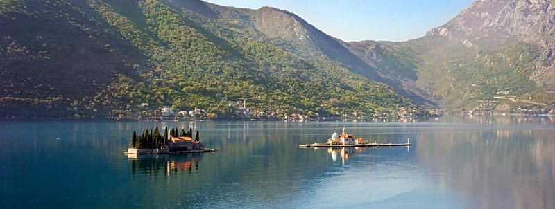 Bokokotor Bay, Blue Cave and panorama of Mamula - Tivat Bay and the changing shoreline