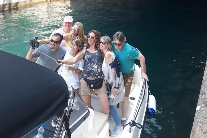 Speed Boat Trip: Kotor Bay attraction , Blue Cave and beach time - Our Lady of the Rocks and the view toward Perast