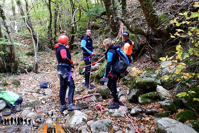Sveti Stefan canyon - The first rappel drops 20 meters into water